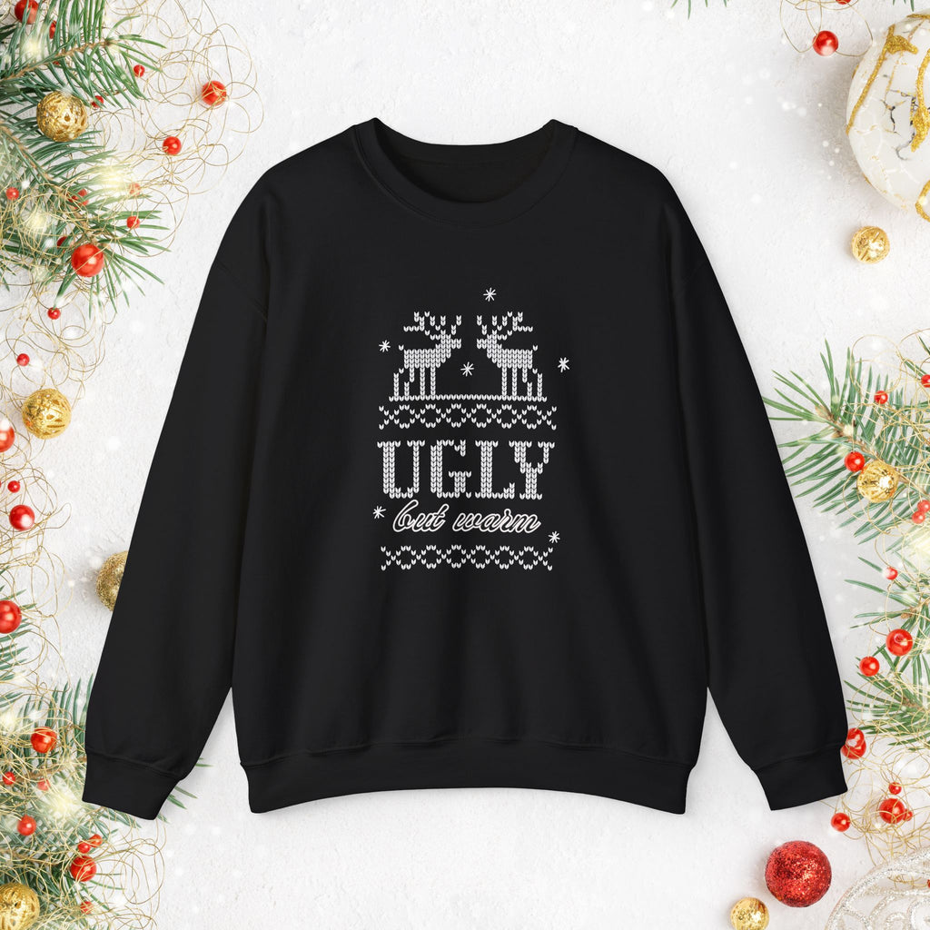 Ugly But Warm Moose Sweatshirt — Funny Holiday Christmas Crewneck