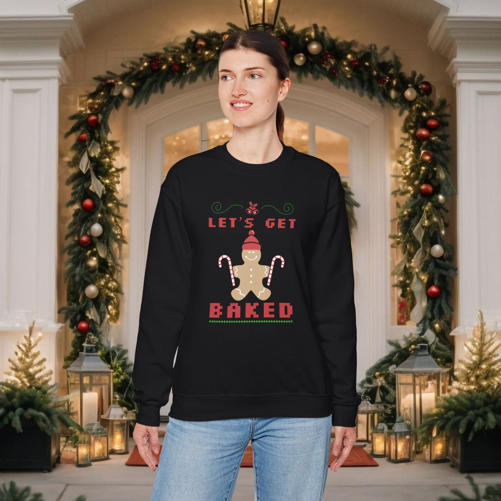Holiday 'Let's Get Baked' Gingerbread Sweatshirt — Funny Christmas Baking Sweater