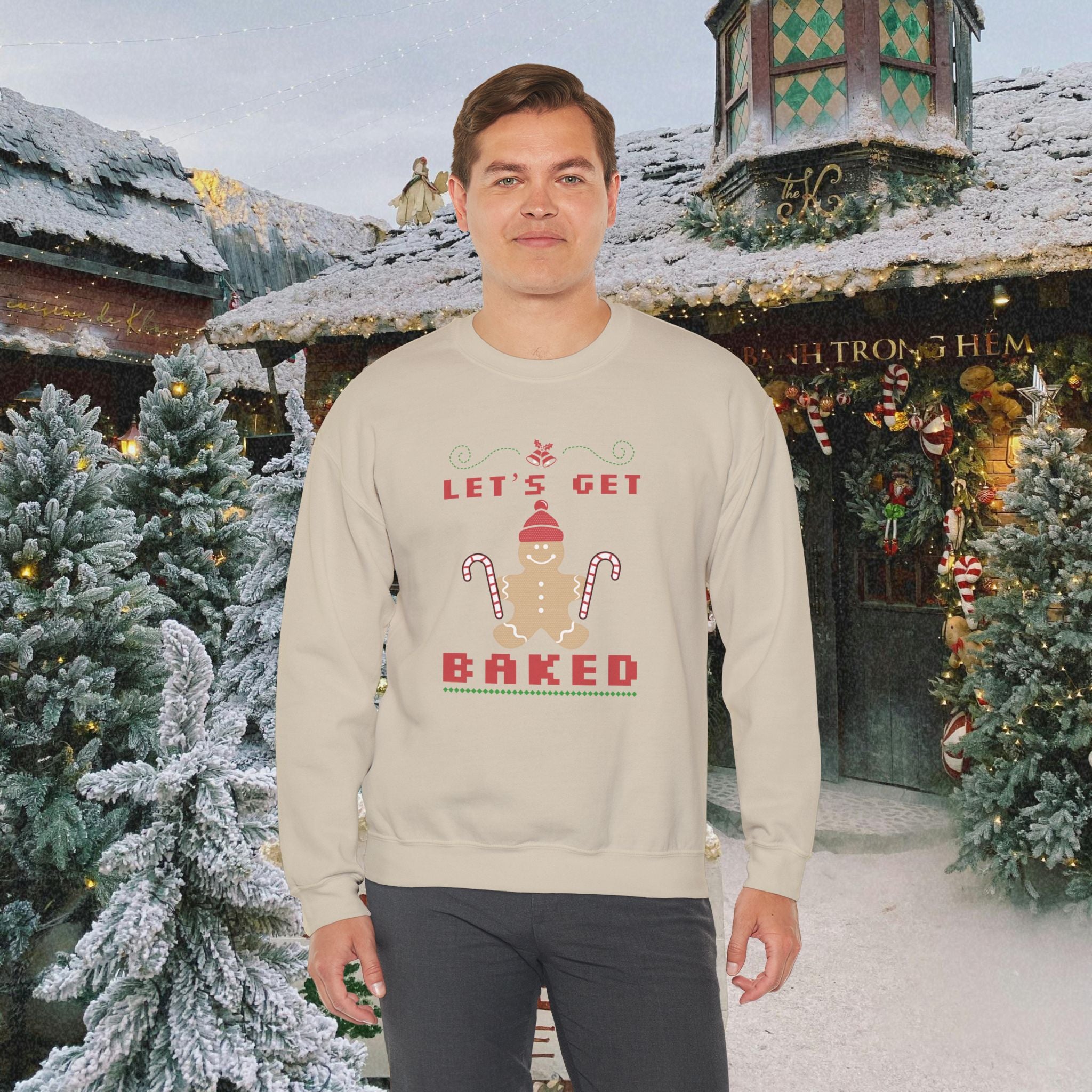 Holiday 'Let's Get Baked' Gingerbread Sweatshirt — Funny Christmas Baking Sweater