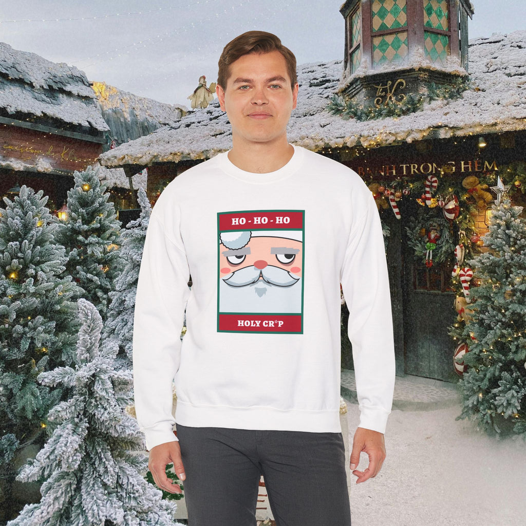 Holiday Santa Crewneck Sweatshirt — "Ho Ho Ho, Holy Cr*p" Graphic
