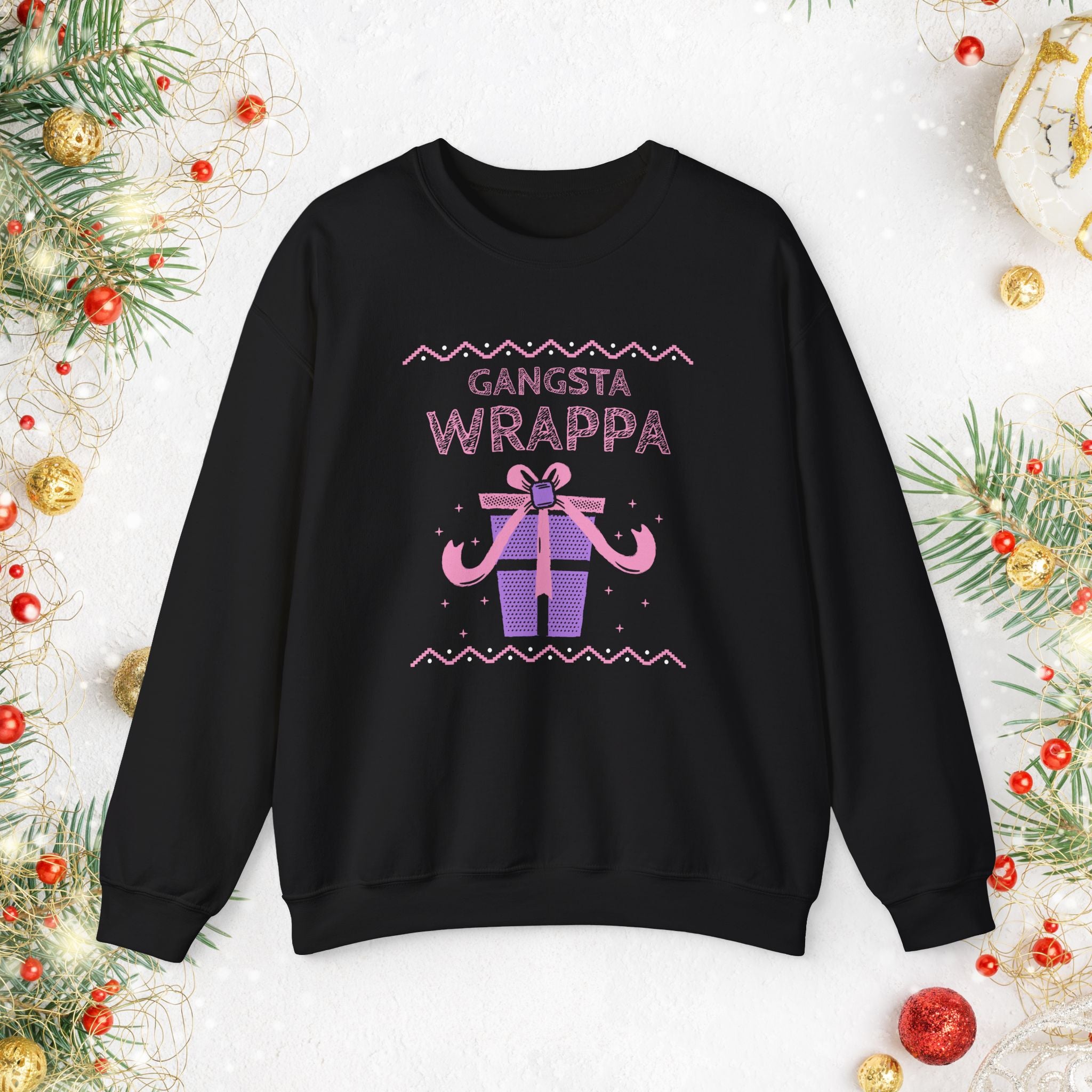 Gangsta Wrappa Christmas Sweatshirt — Funny Holiday Gift Sweater