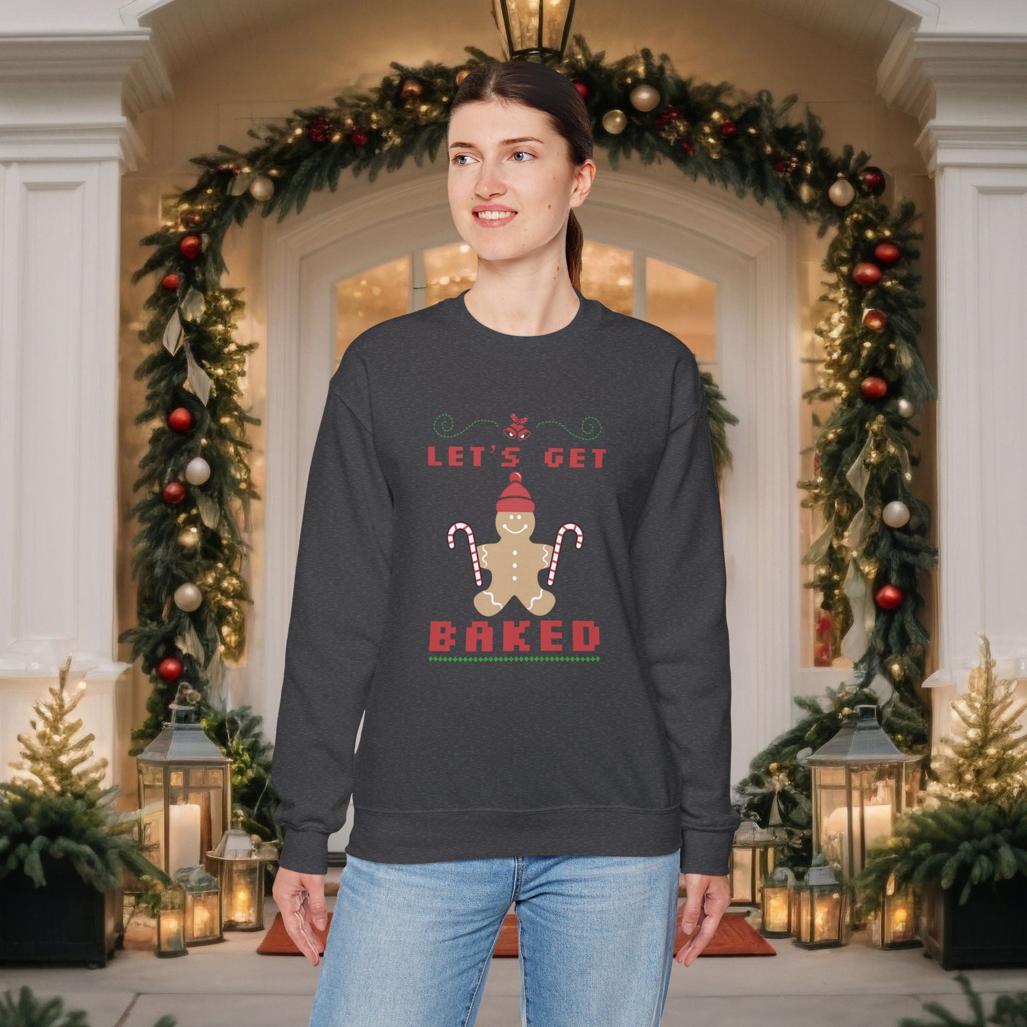 Holiday 'Let's Get Baked' Gingerbread Sweatshirt — Funny Christmas Baking Sweater