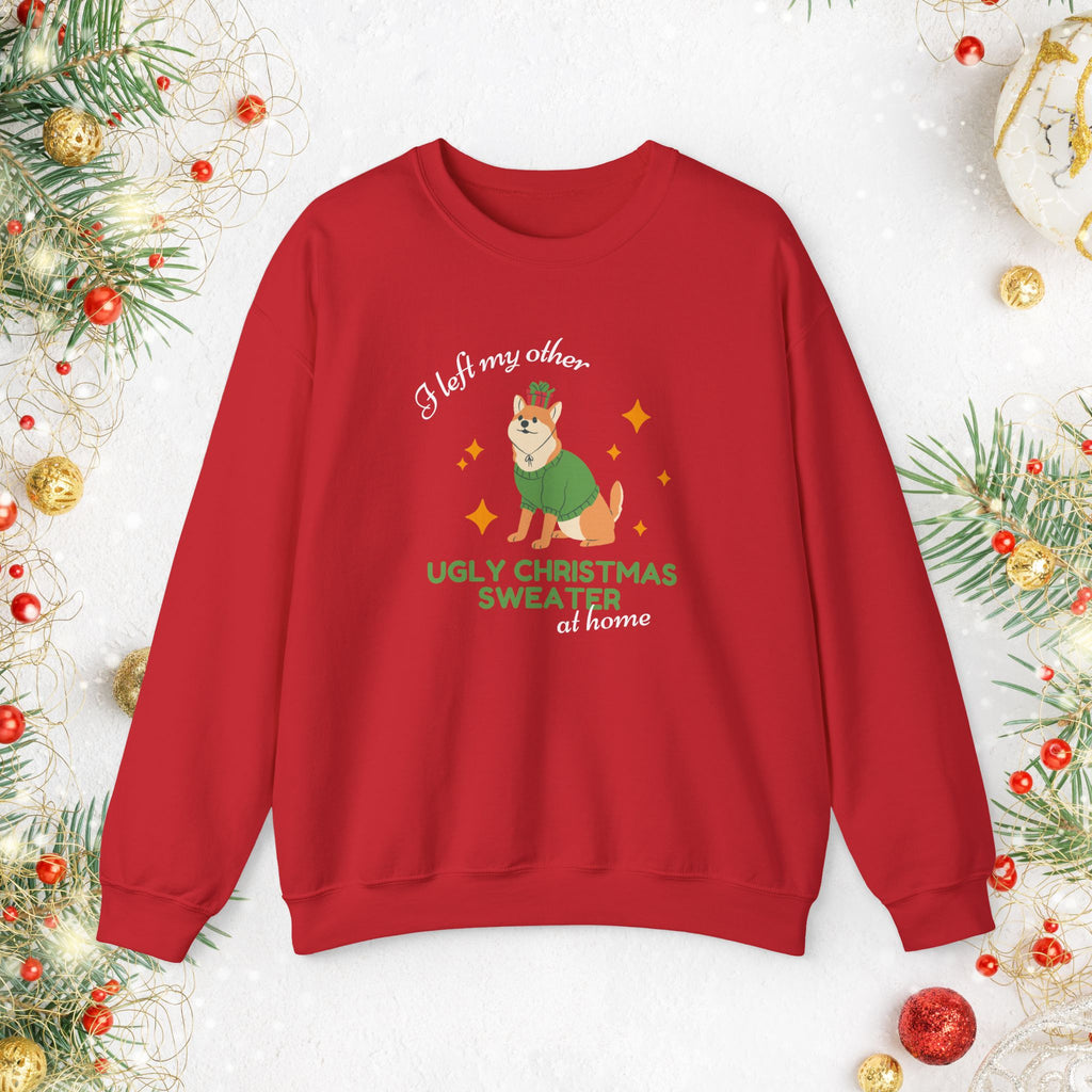 Corgi Christmas Sweater "I Left My Other Ugly Christmas Sweater at Home" — Cute Corgi Holiday Crewneck