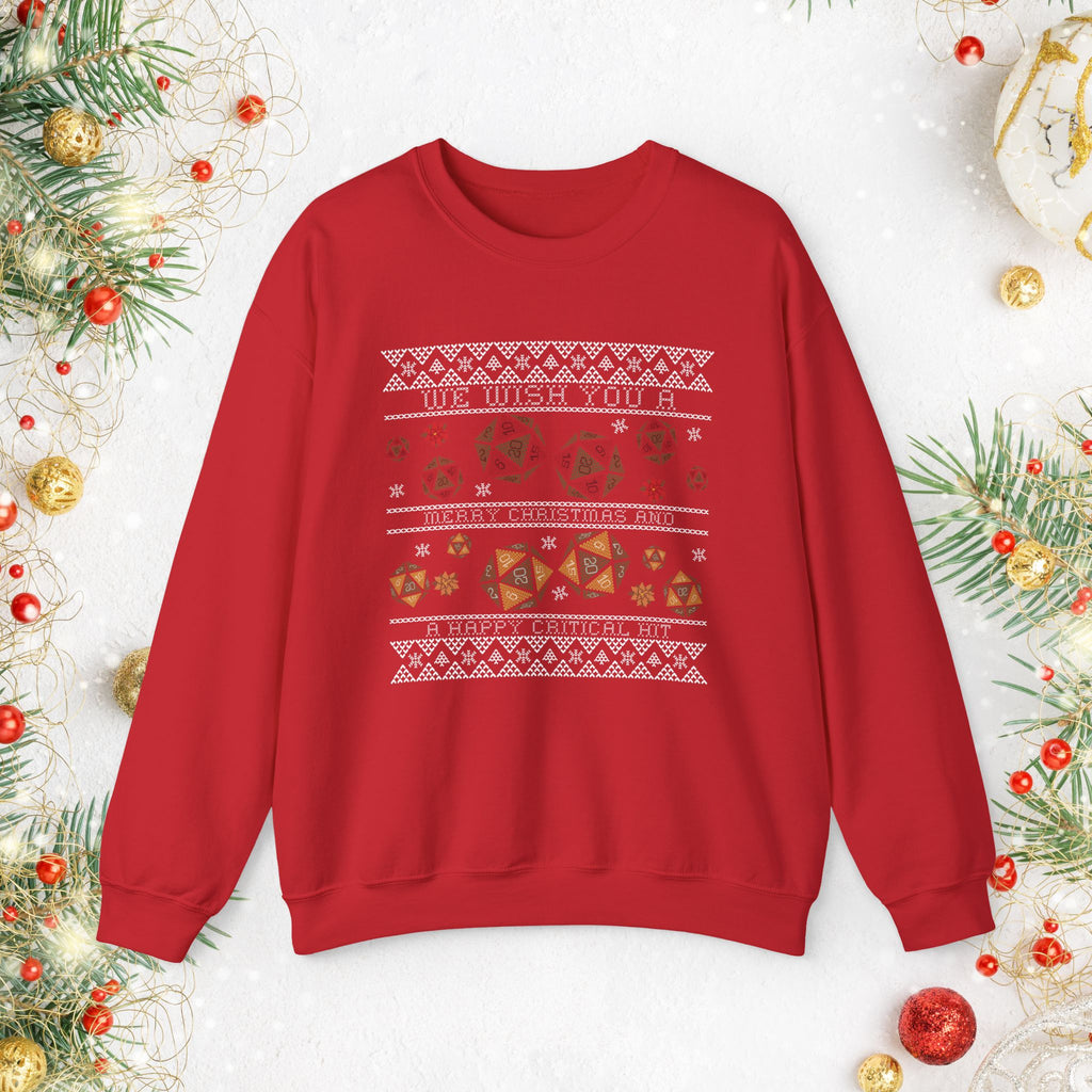 Geometric Dice Holiday Sweatshirt — Tabletop RPG Festive Crewneck