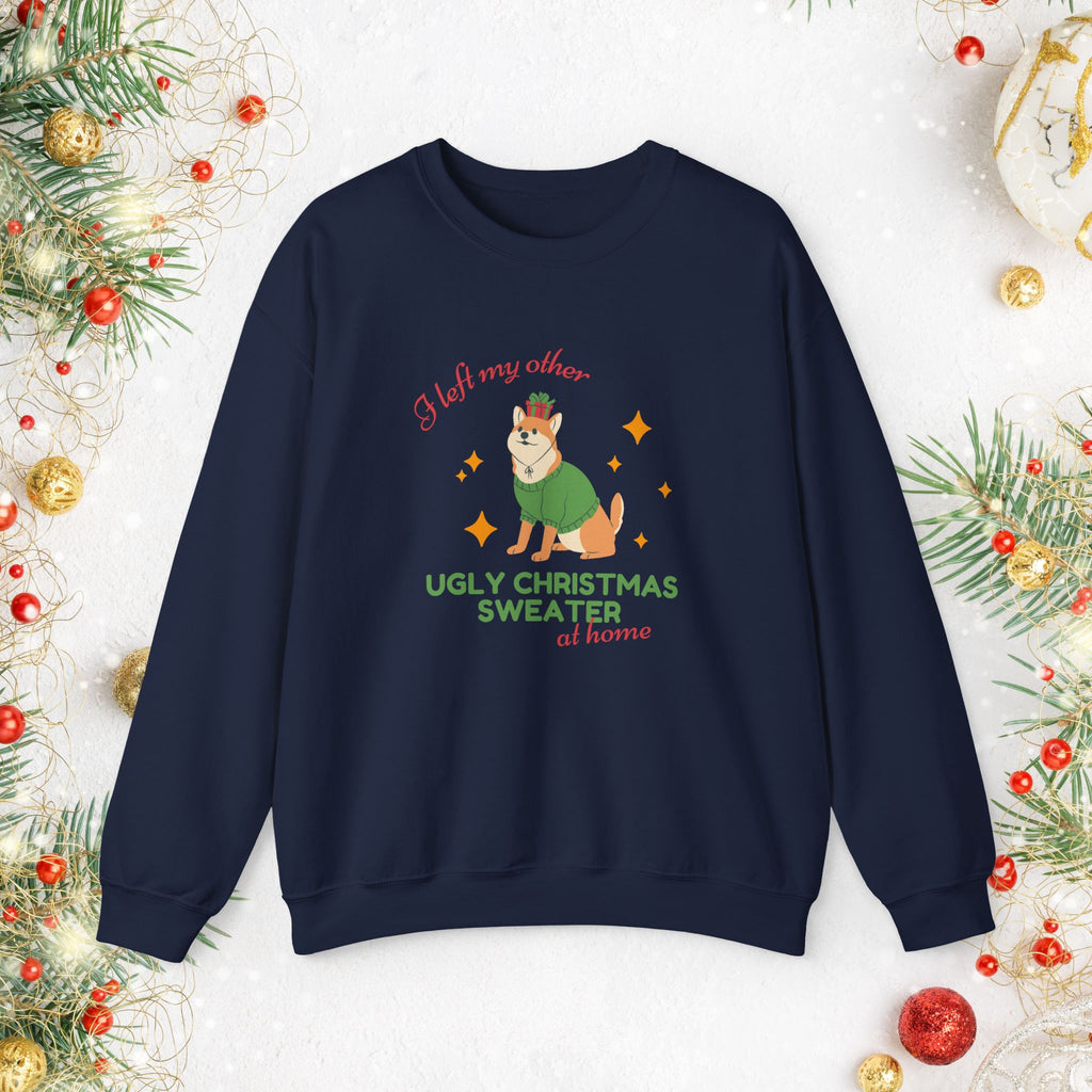 Corgi Christmas Sweater "I Left My Other Ugly Christmas Sweater at Home" — Cute Corgi Holiday Crewneck