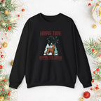 Christmas Reindeer Crewneck Sweatshirt — "Xmas Time, Happy Holidays" Holiday Sweatshirt