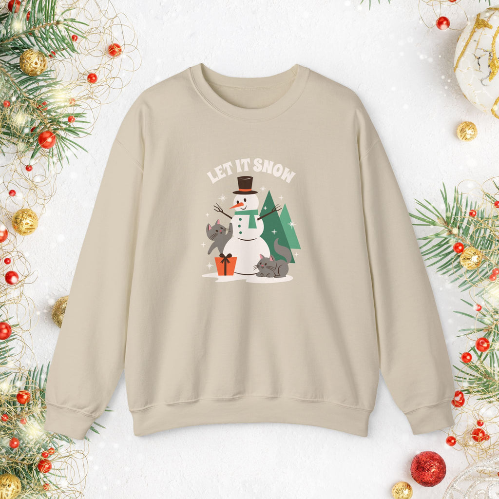 Let It Snow Snowman Sweatshirt – Holiday Cat & Dog Christmas Crewneck