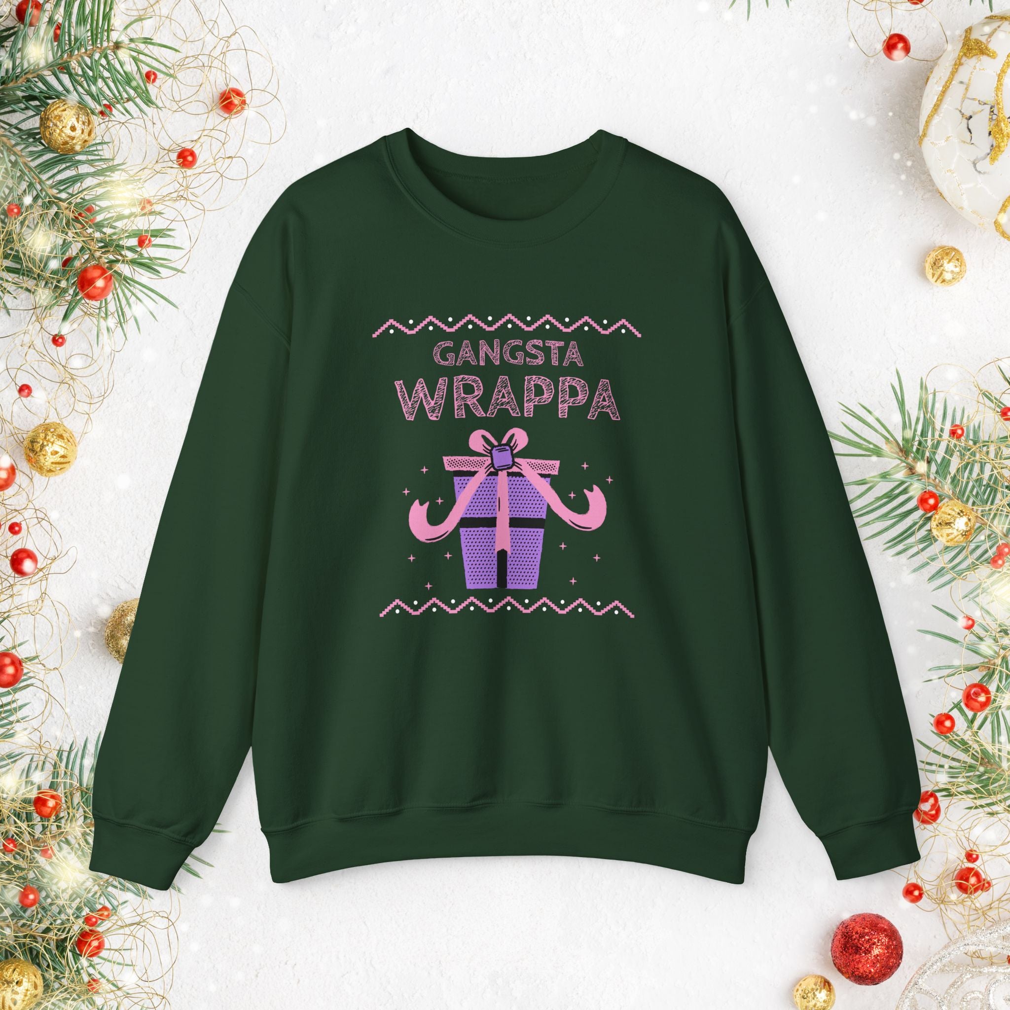 Gangsta Wrappa Christmas Sweatshirt — Funny Holiday Gift Sweater
