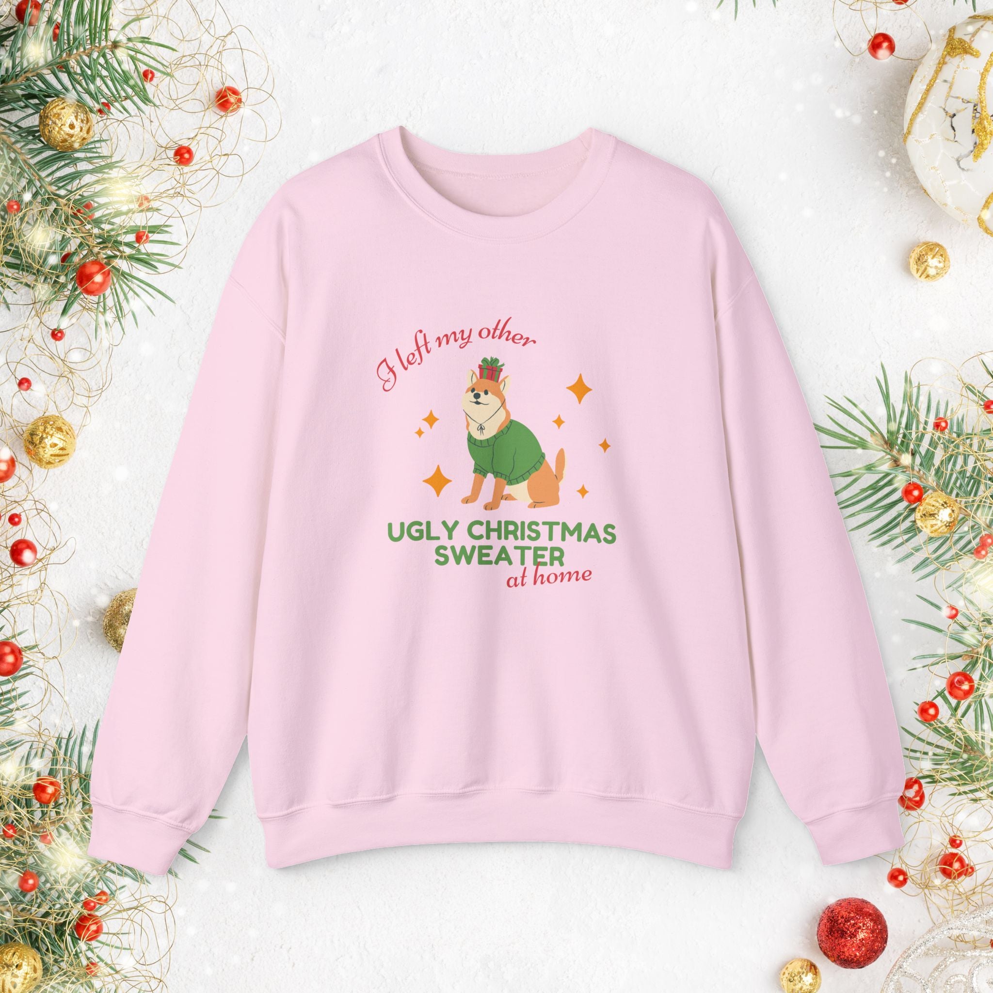 Corgi Christmas Sweater "I Left My Other Ugly Christmas Sweater at Home" — Cute Corgi Holiday Crewneck