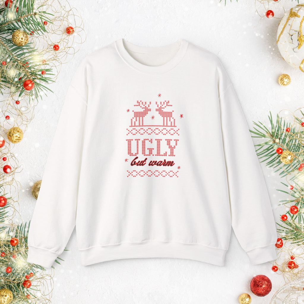 Ugly But Warm Moose Sweatshirt — Funny Holiday Christmas Crewneck