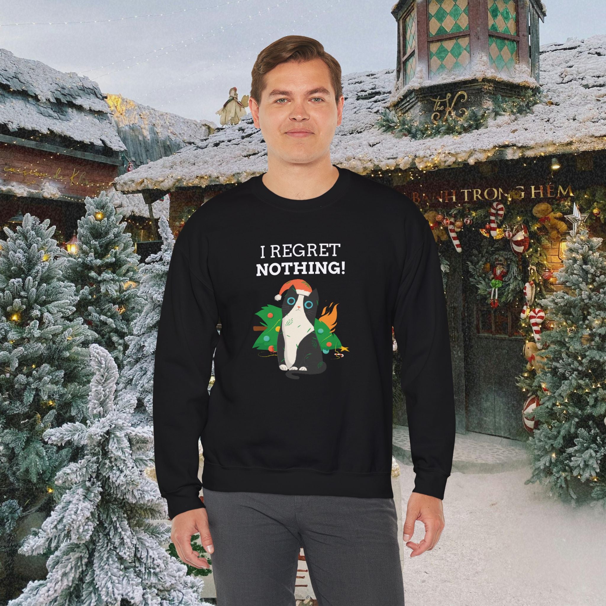 Meowy Christmas Cat Sweatshirt - Cute Holiday Cat Crewneck
