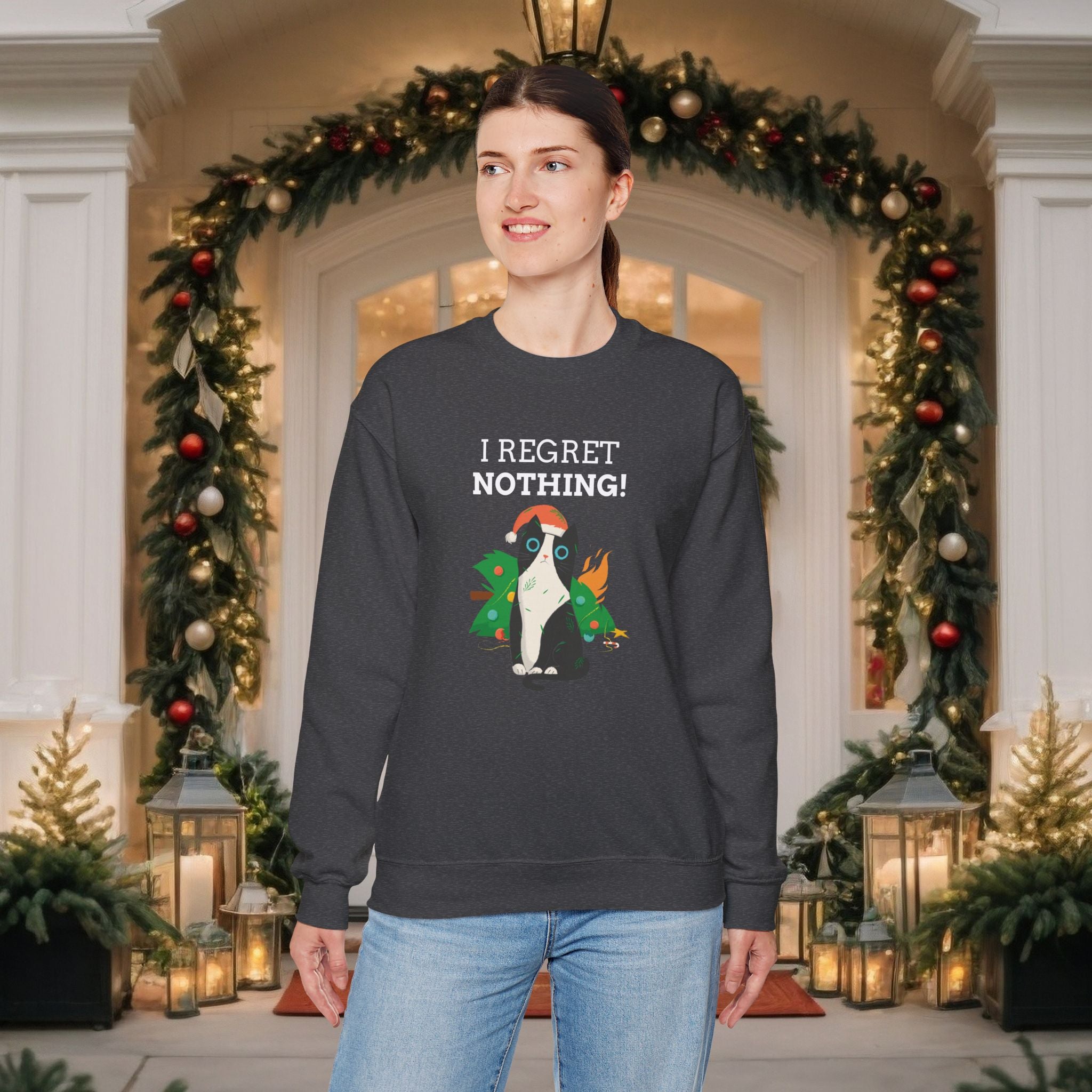 Meowy Christmas Cat Sweatshirt - Cute Holiday Cat Crewneck