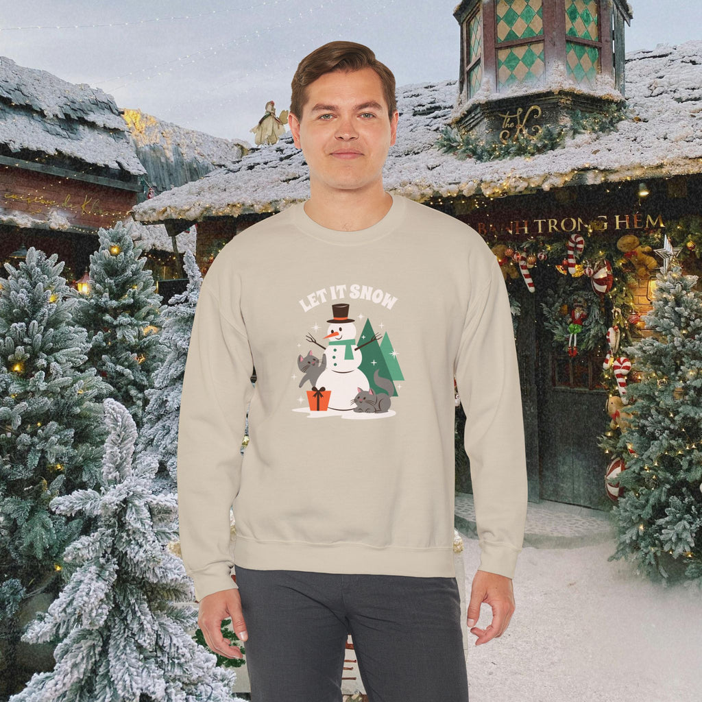 Let It Snow Snowman Sweatshirt – Holiday Cat & Dog Christmas Crewneck