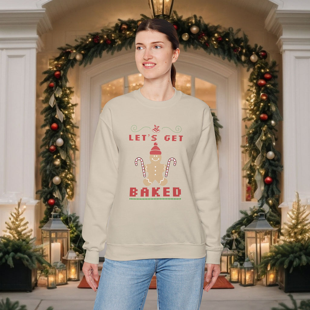 Holiday 'Let's Get Baked' Gingerbread Sweatshirt — Funny Christmas Baking Sweater