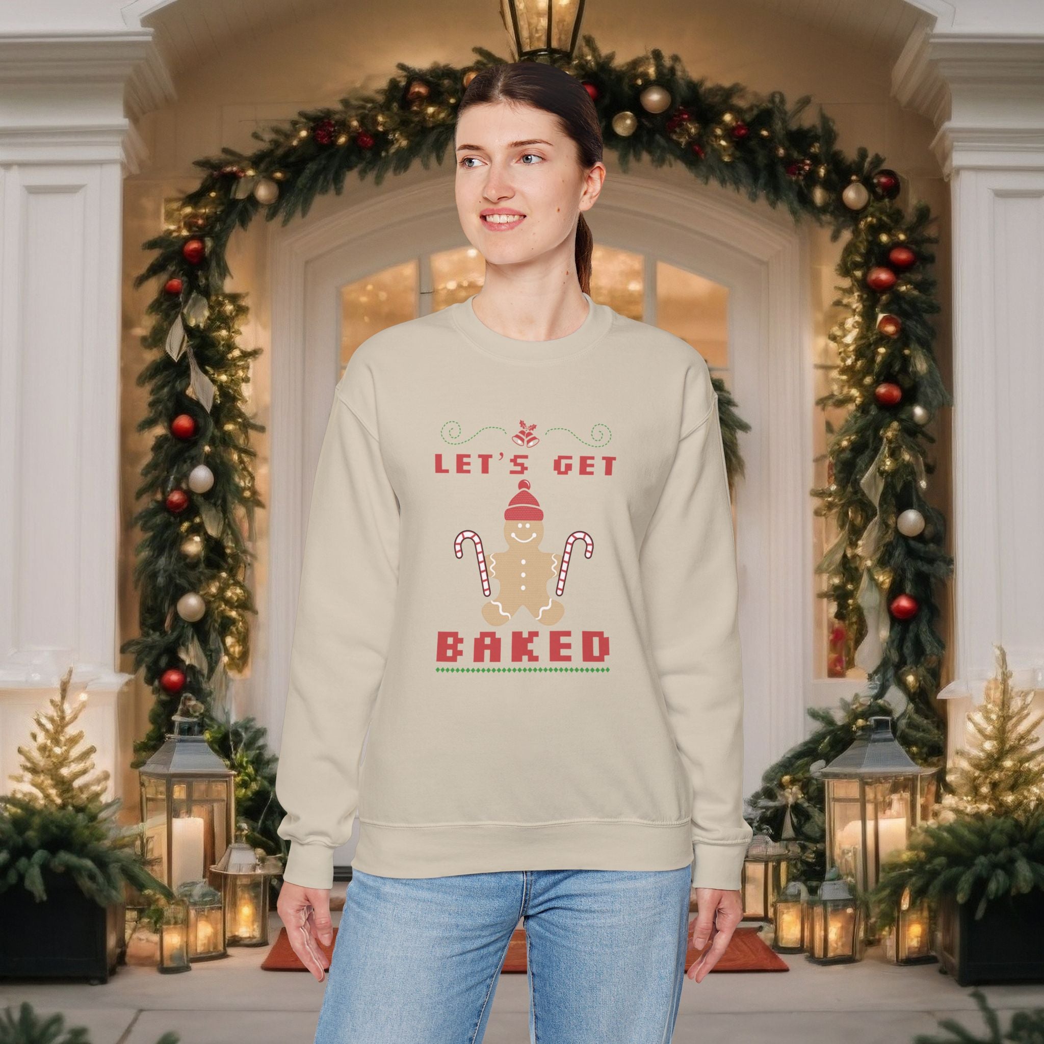 Holiday 'Let's Get Baked' Gingerbread Sweatshirt — Funny Christmas Baking Sweater