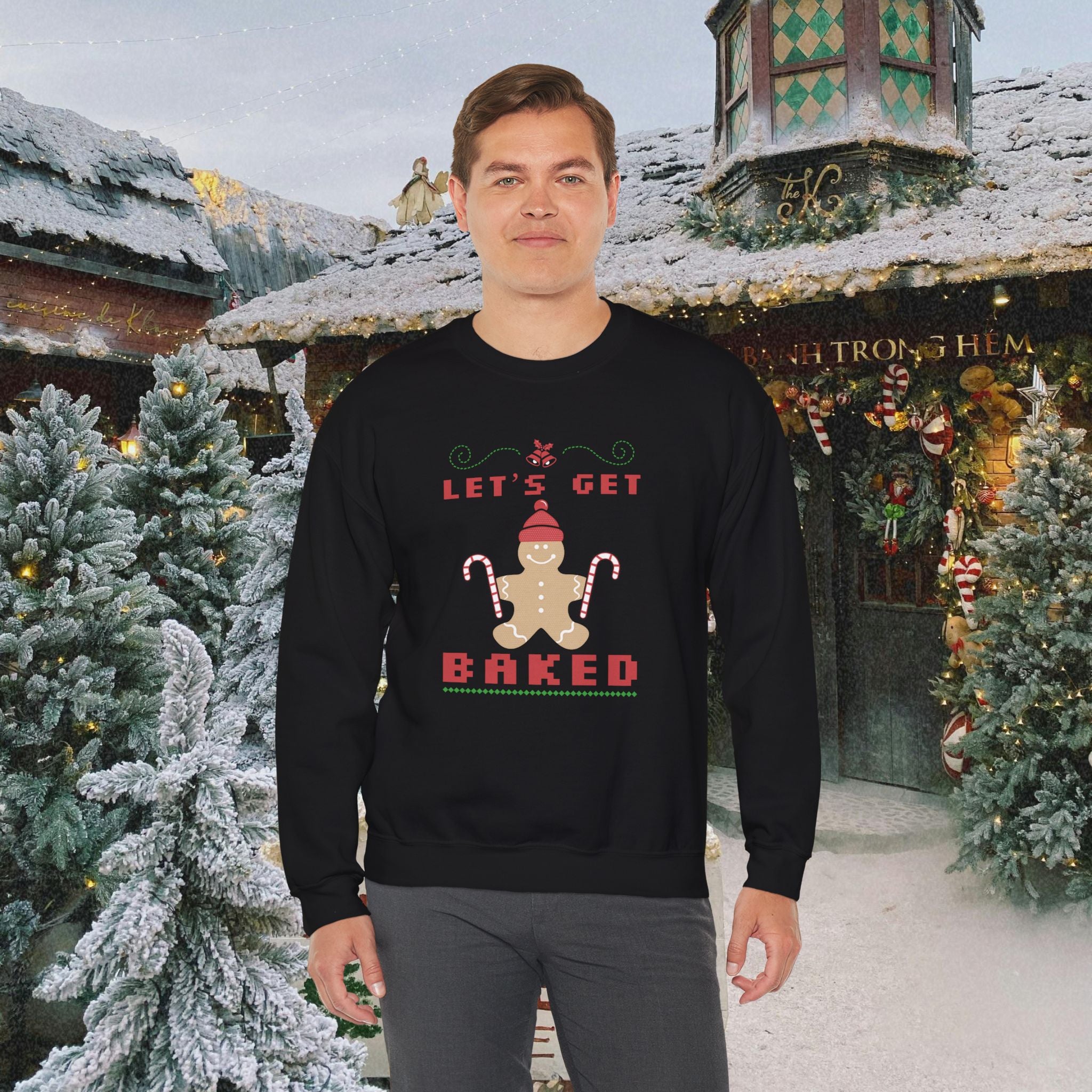 Holiday 'Let's Get Baked' Gingerbread Sweatshirt — Funny Christmas Baking Sweater