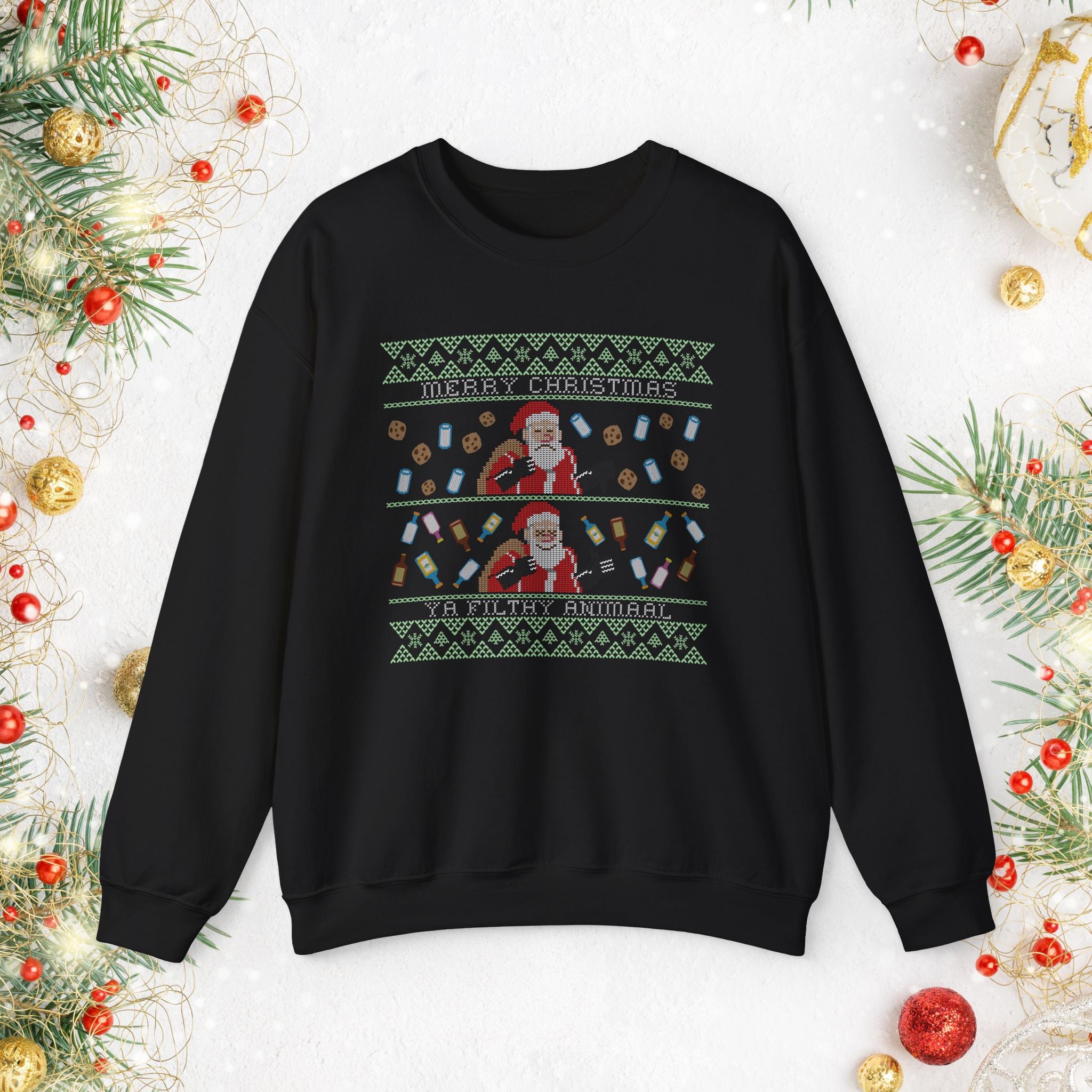 Funny "Merry Christmas Ya Filthy Animal" Christmas Crewneck Sweatshirt