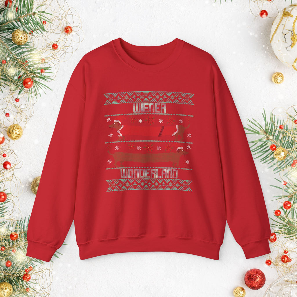 Dachshund Holiday Crewneck Sweatshirt — Cute Wiener Dog Christmas Sweater