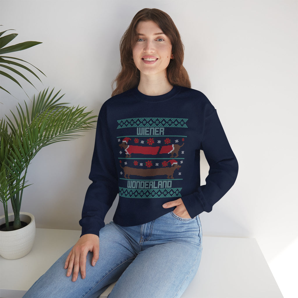 Dachshund Holiday Crewneck Sweatshirt — Cute Wiener Dog Christmas Sweater