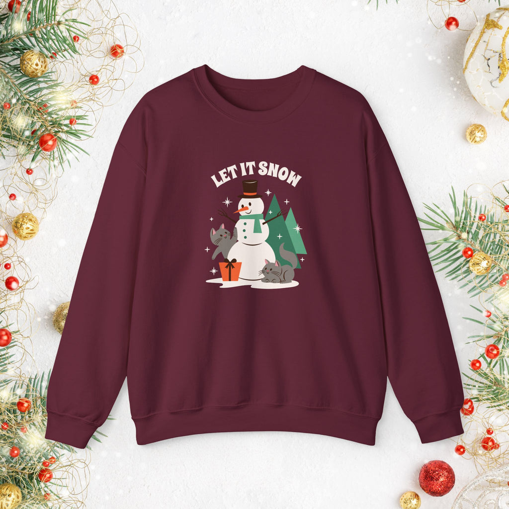 Let It Snow Snowman Sweatshirt – Holiday Cat & Dog Christmas Crewneck