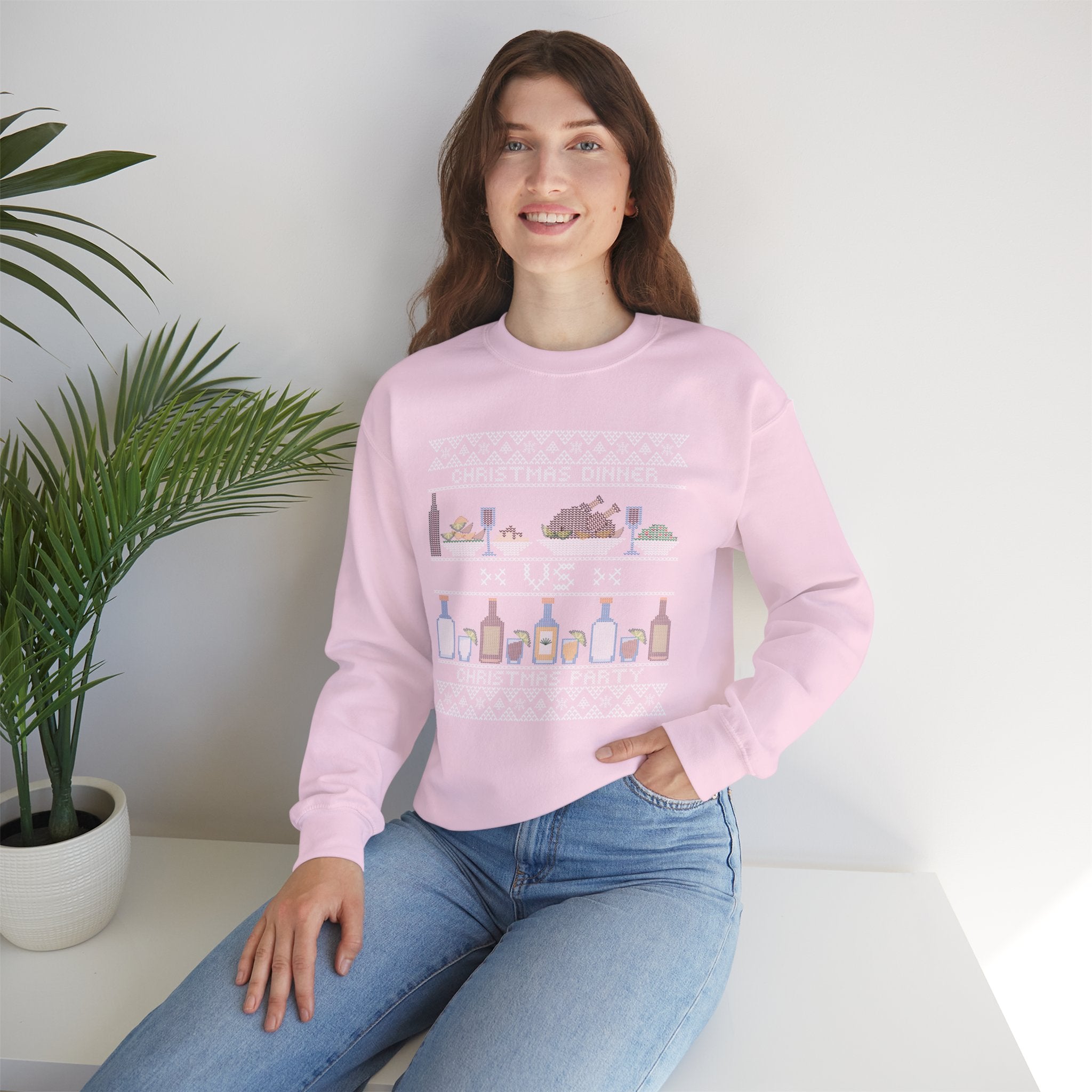 Christmas Dinner vs Christmas Party Sweatshirt – Funny Holiday Ugly Sweater Style