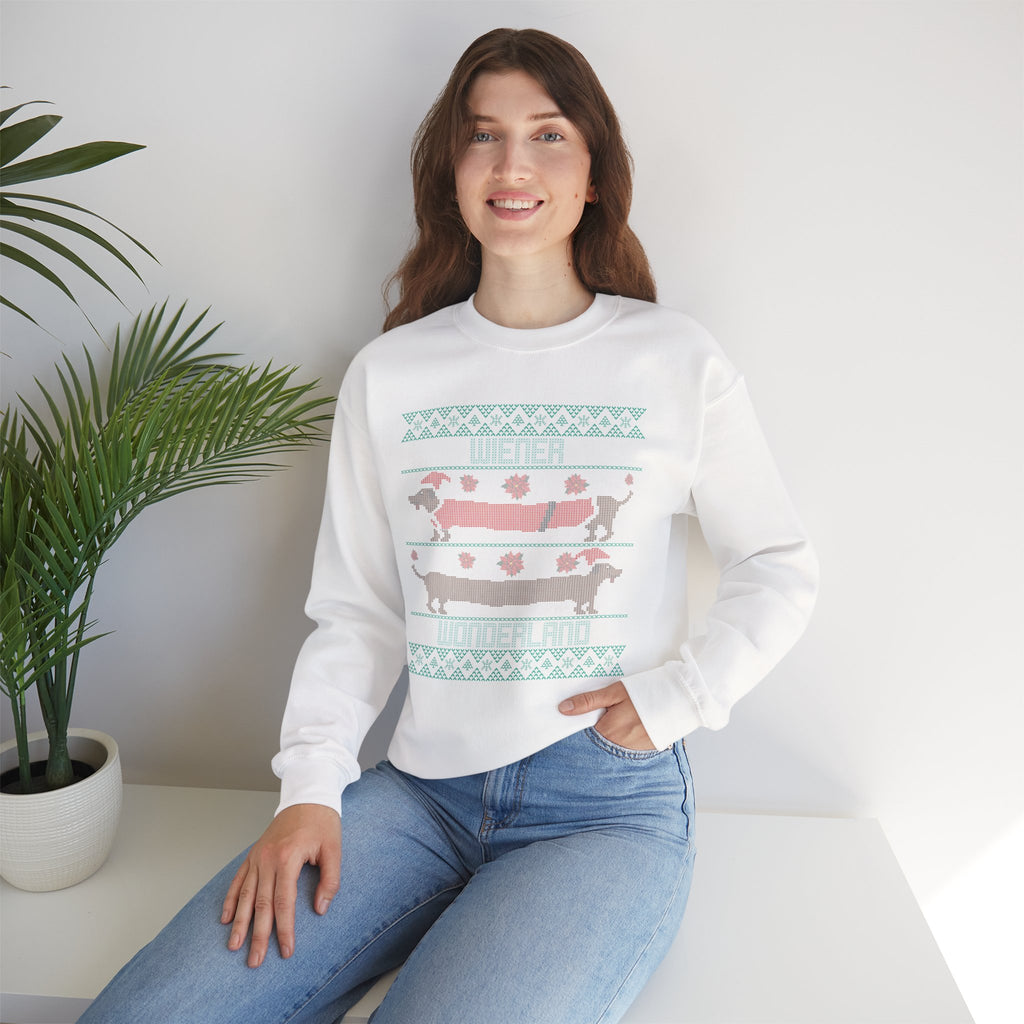 Dachshund Holiday Crewneck Sweatshirt — Cute Wiener Dog Christmas Sweater