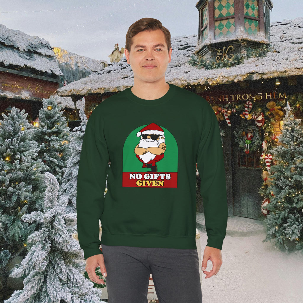 Crewneck Sweatshirt — 'No Gifts Given' Funny Santa Christmas Pullover Sweater