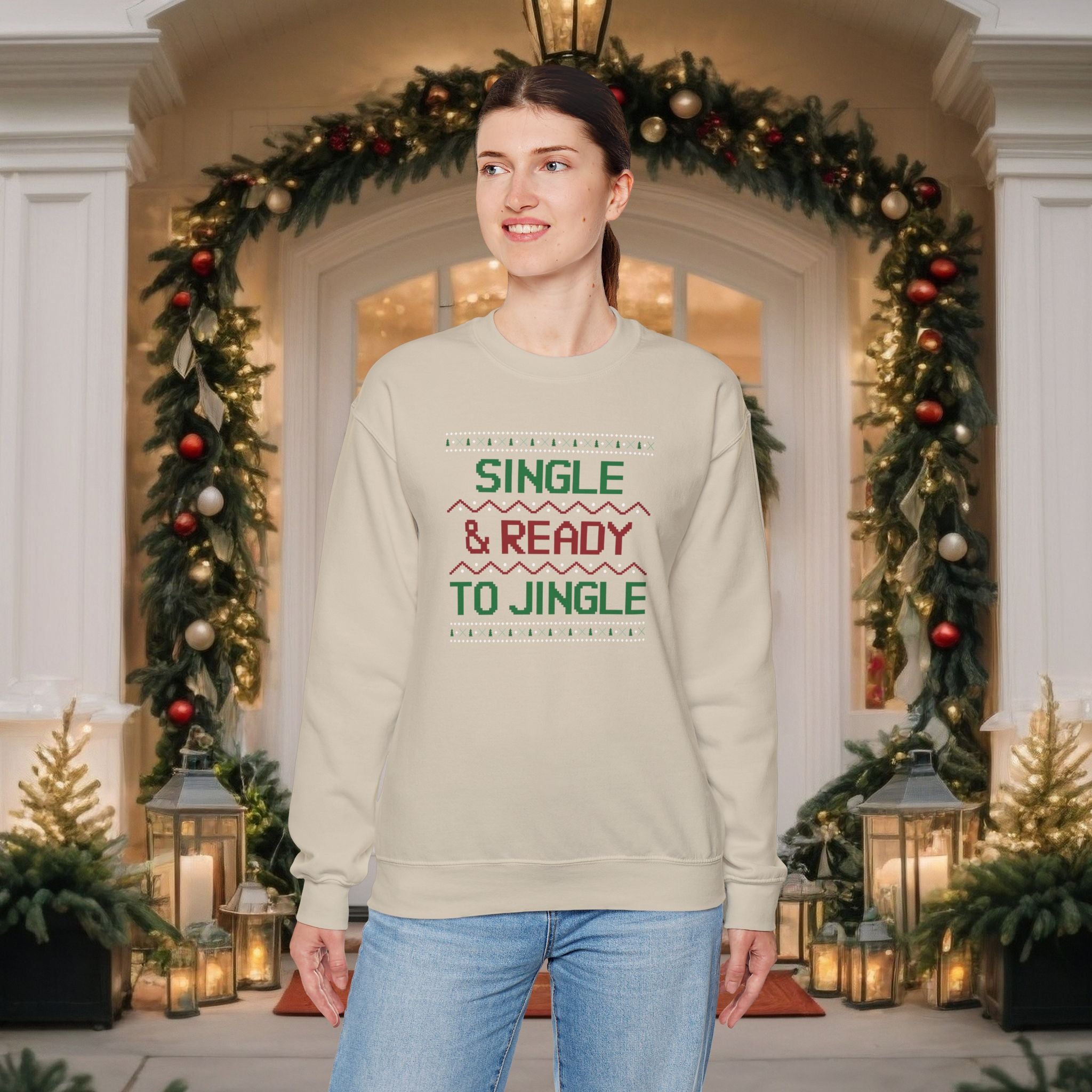 Single & Ready To Jingle Sweatshirt — Funny Christmas Holiday Crewneck