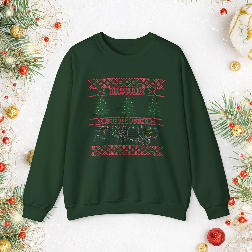 Funny Holiday Cat Sweatshirt — Cat Destroying Tree Christmas Sweater