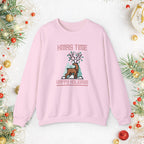 Christmas Reindeer Crewneck Sweatshirt — "Xmas Time, Happy Holidays" Holiday Sweatshirt