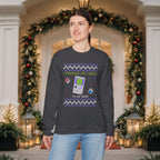 I Paused My Game Retro Handheld Sweatshirt — Gamer Christmas Ugly Sweater