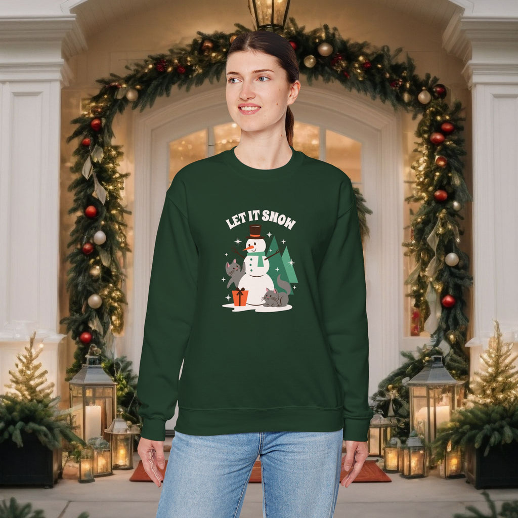 Let It Snow Snowman Sweatshirt – Holiday Cat & Dog Christmas Crewneck
