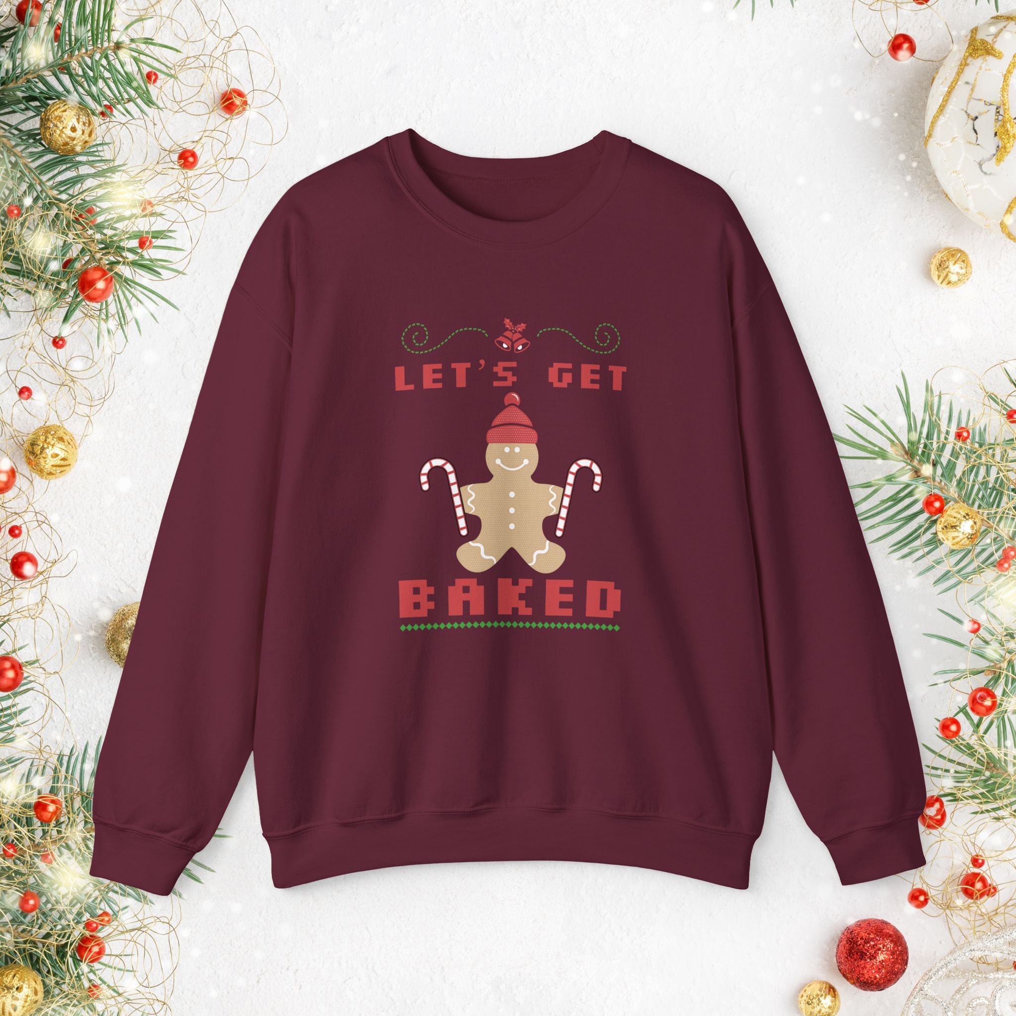 Holiday 'Let's Get Baked' Gingerbread Sweatshirt — Funny Christmas Baking Sweater