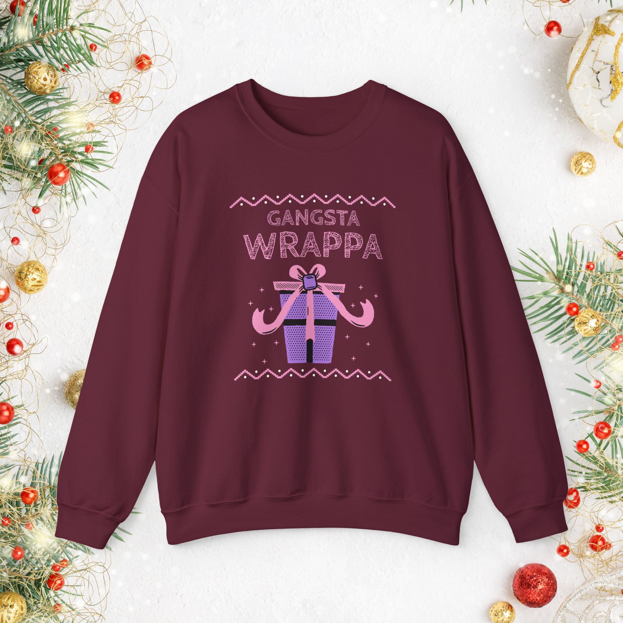 Gangsta Wrappa Christmas Sweatshirt — Funny Holiday Gift Sweater