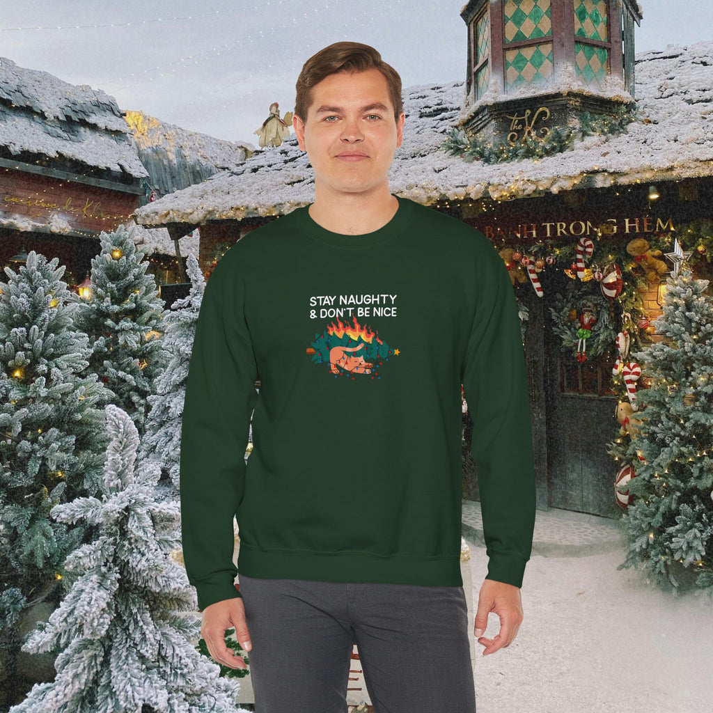 Stay Naughty & Don’t Be Nice Crewneck Sweatshirt — Holiday Graphic Sweatshirt
