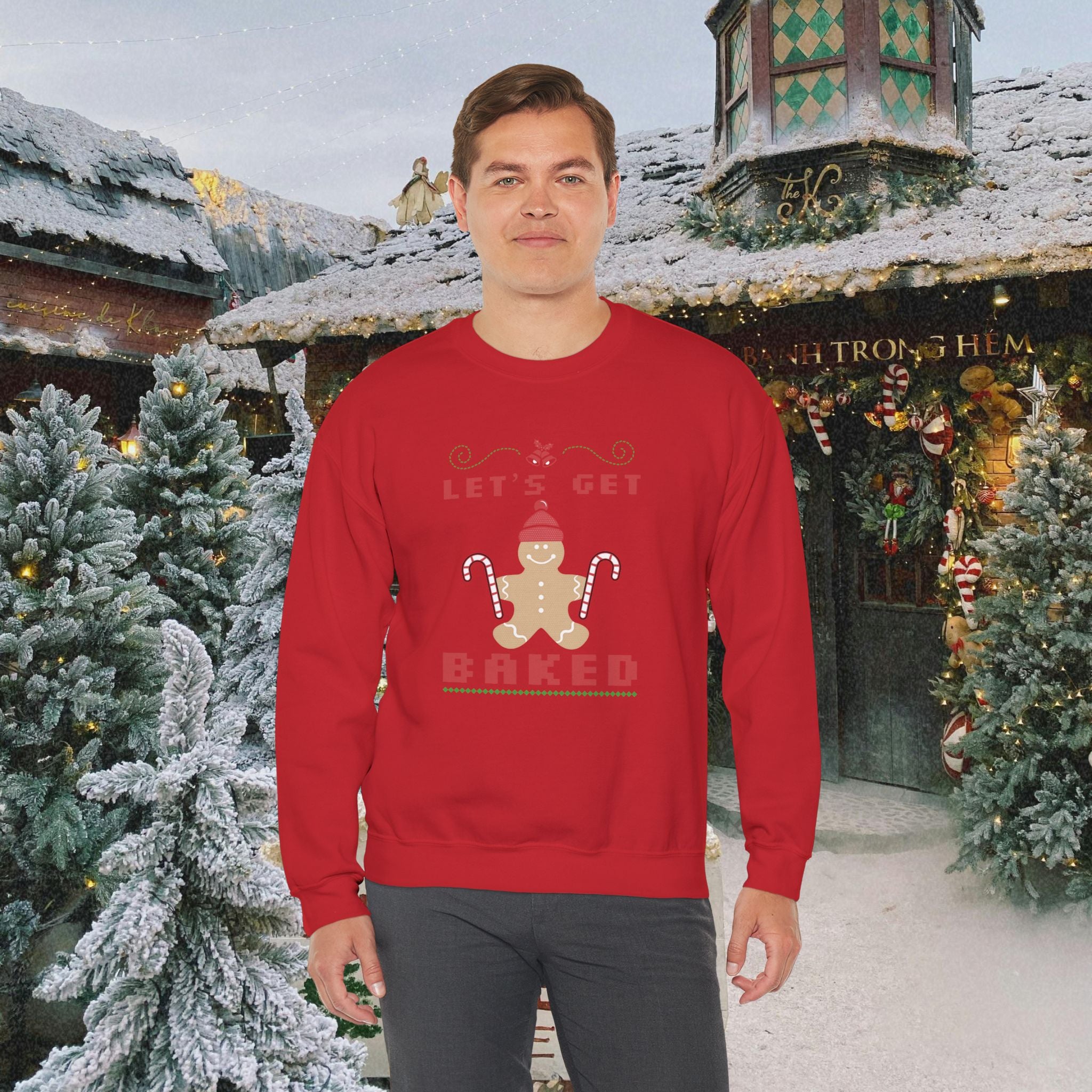Holiday 'Let's Get Baked' Gingerbread Sweatshirt — Funny Christmas Baking Sweater