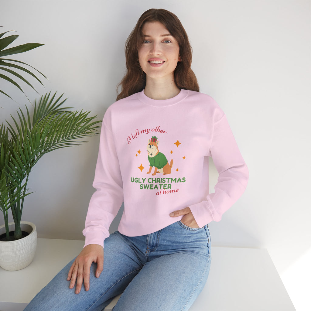 Corgi Christmas Sweater "I Left My Other Ugly Christmas Sweater at Home" — Cute Corgi Holiday Crewneck