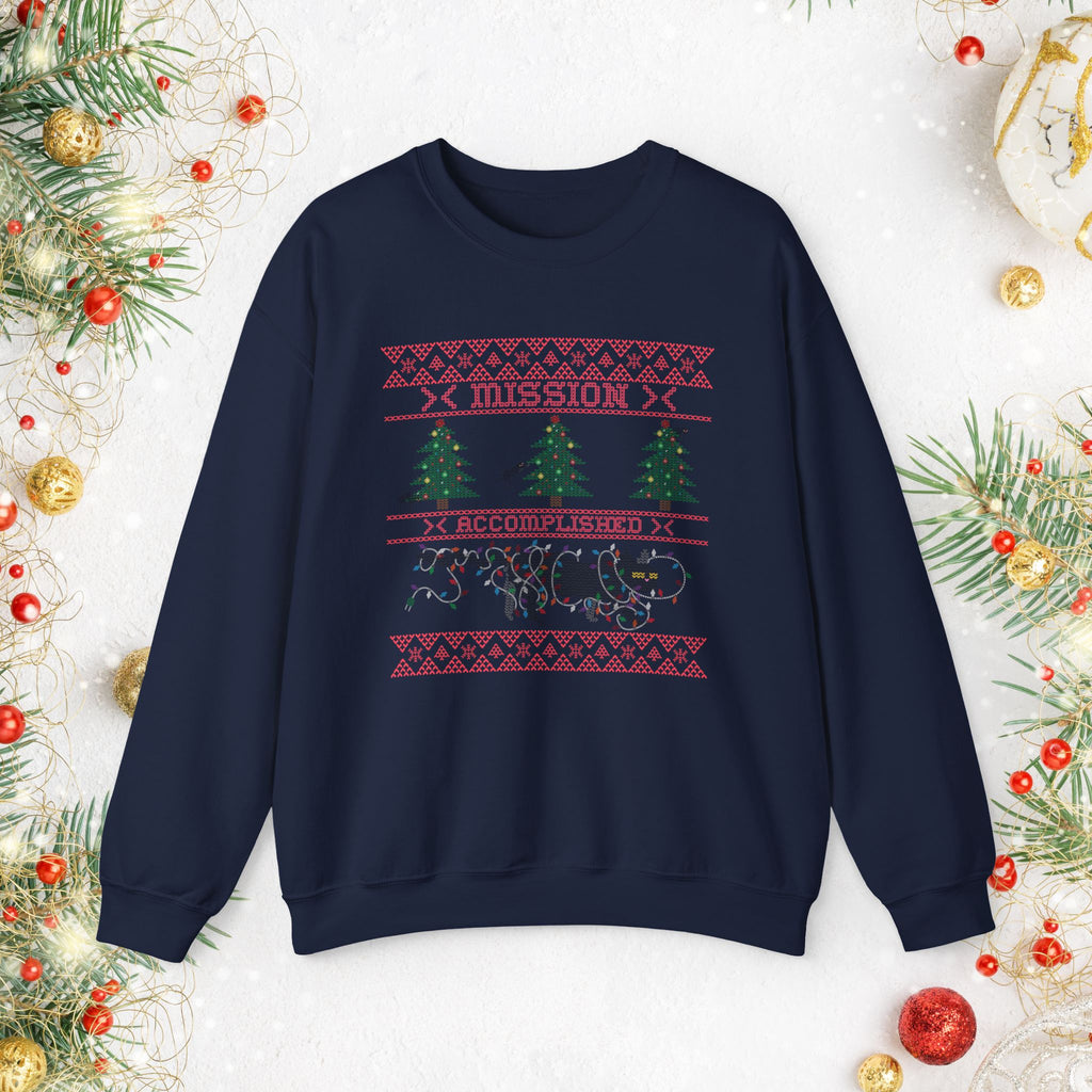 Holiday Cat Sweatshirt — 'Mission Accomplished' Funny Cat Christmas Sweater Design
