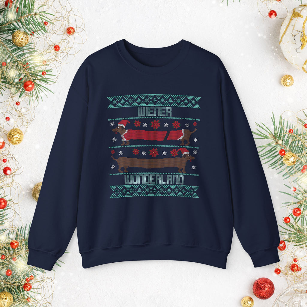 Dachshund Holiday Crewneck Sweatshirt — Cute Wiener Dog Christmas Sweater