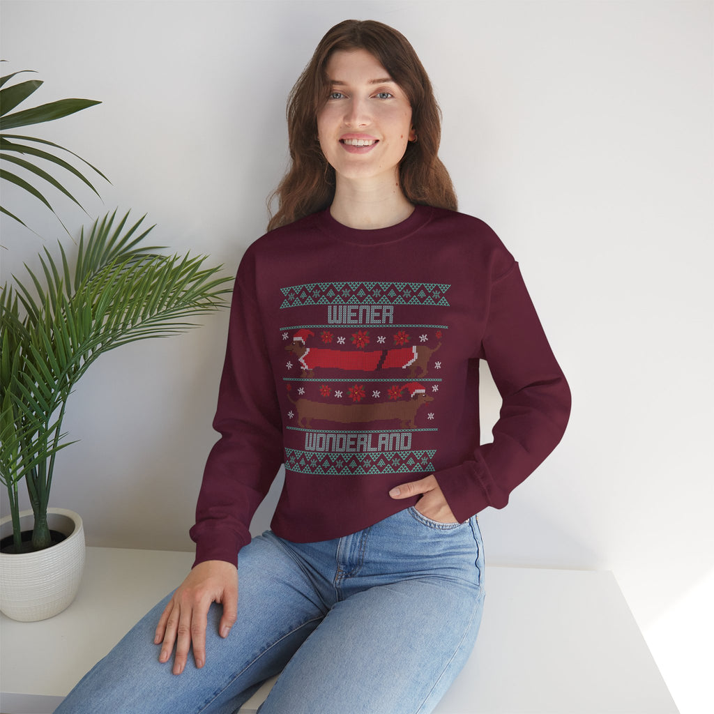 Dachshund Holiday Crewneck Sweatshirt — Cute Wiener Dog Christmas Sweater