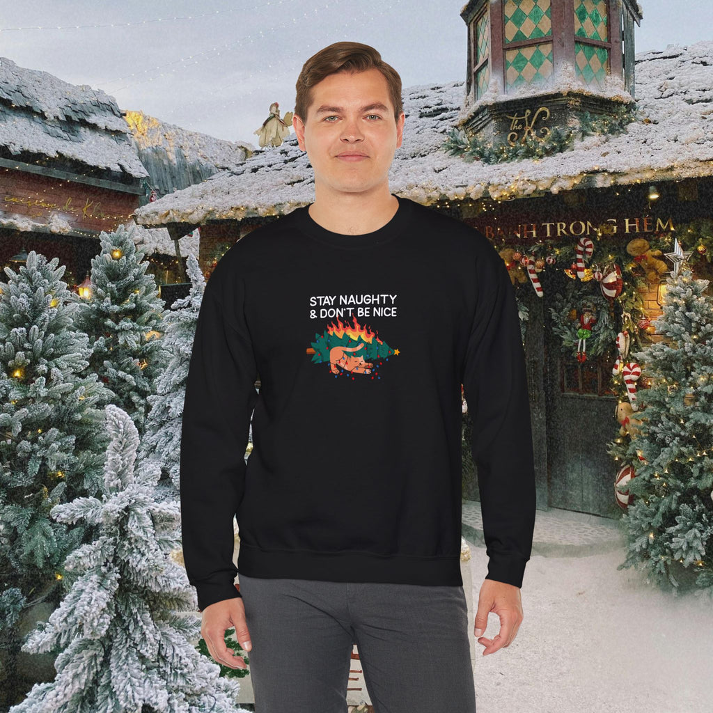 Stay Naughty & Don’t Be Nice Crewneck Sweatshirt — Holiday Graphic Sweatshirt