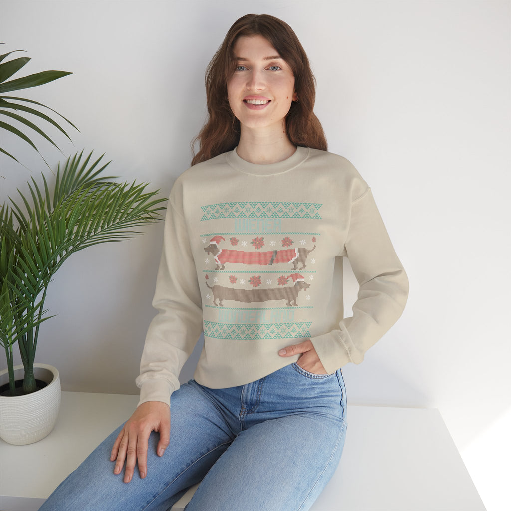 Dachshund Holiday Crewneck Sweatshirt — Cute Wiener Dog Christmas Sweater