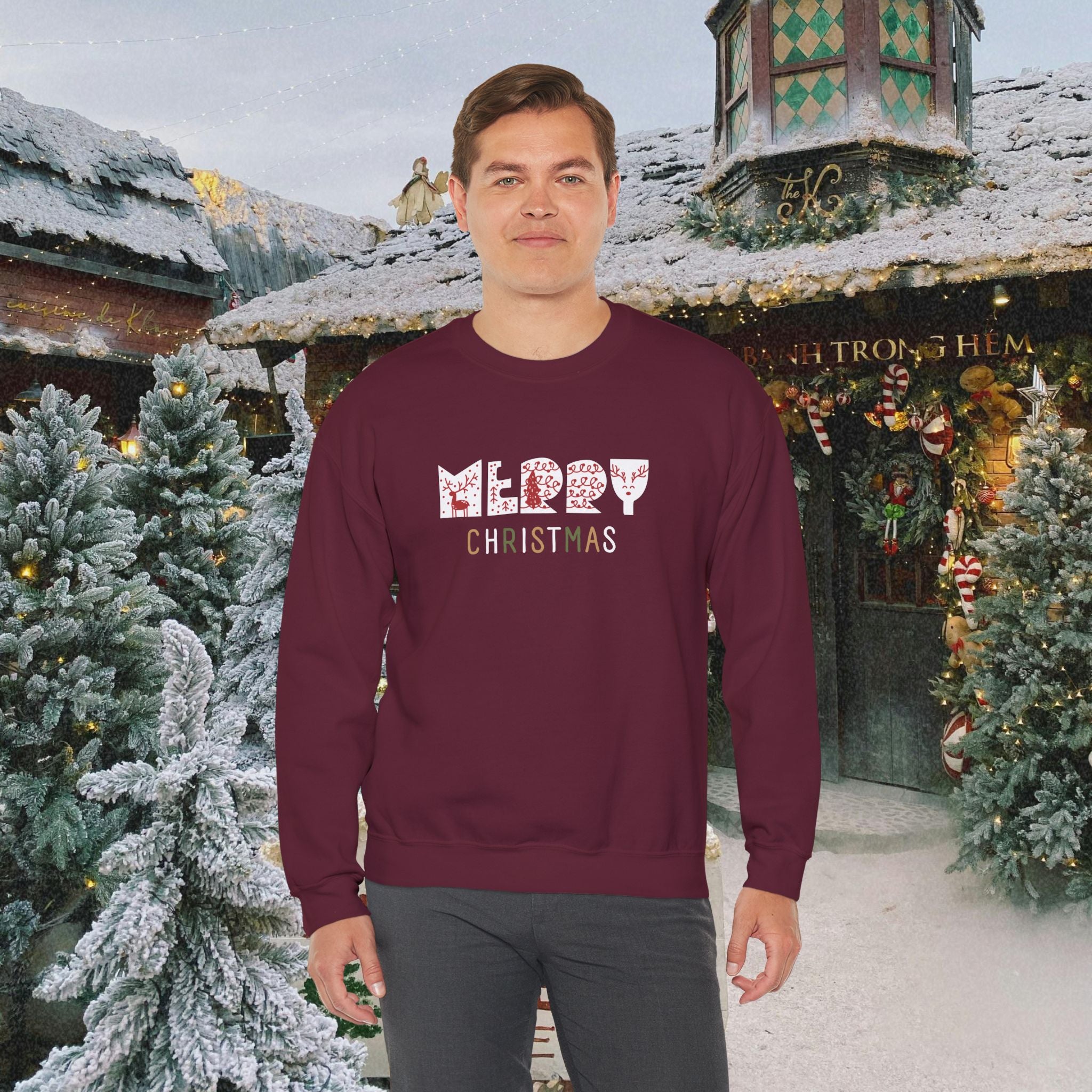 'Merry Christmas' Holiday Sweater - Festive Holiday Crewneck