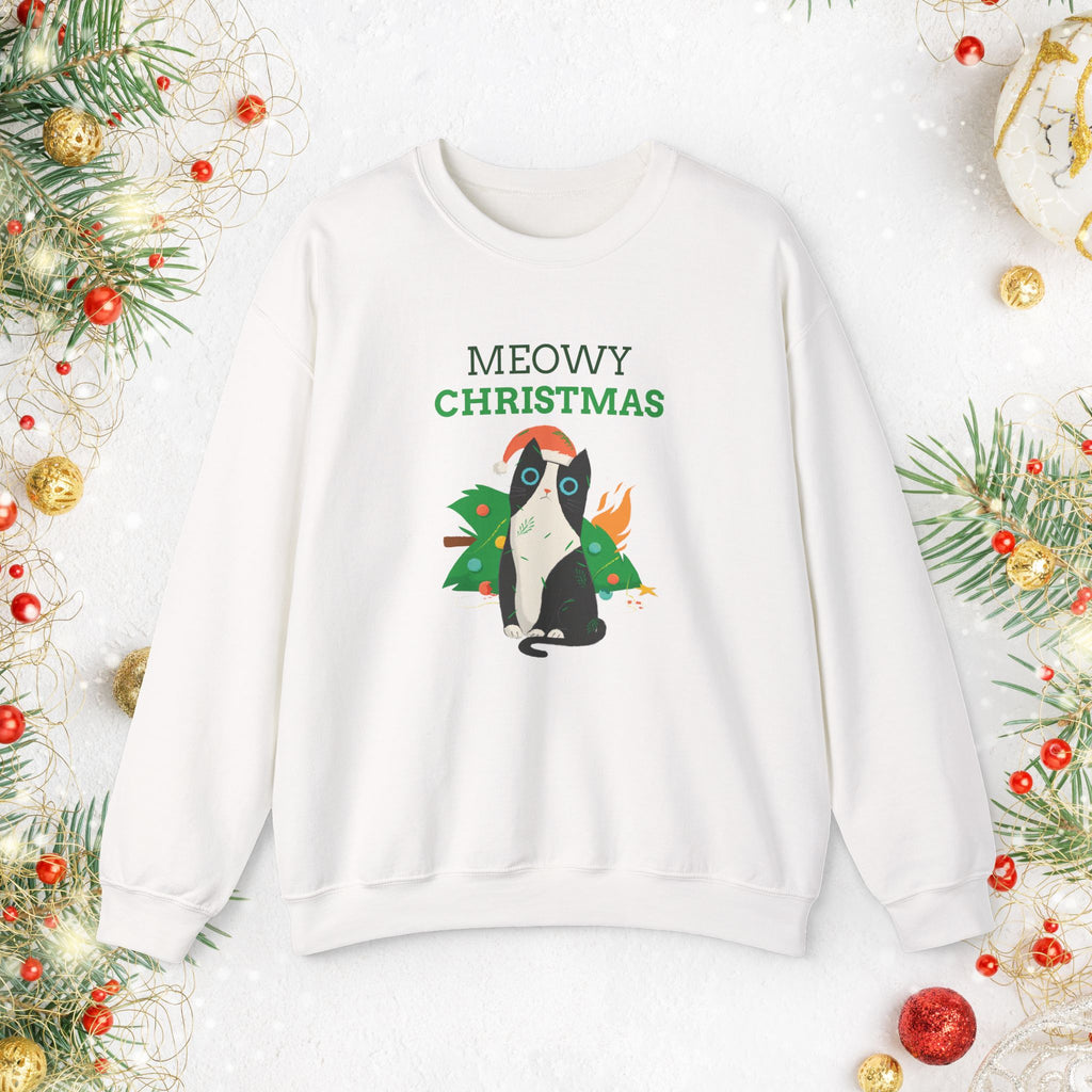 Meowy Christmas Cat Sweatshirt - Cute Holiday Cat Crewneck