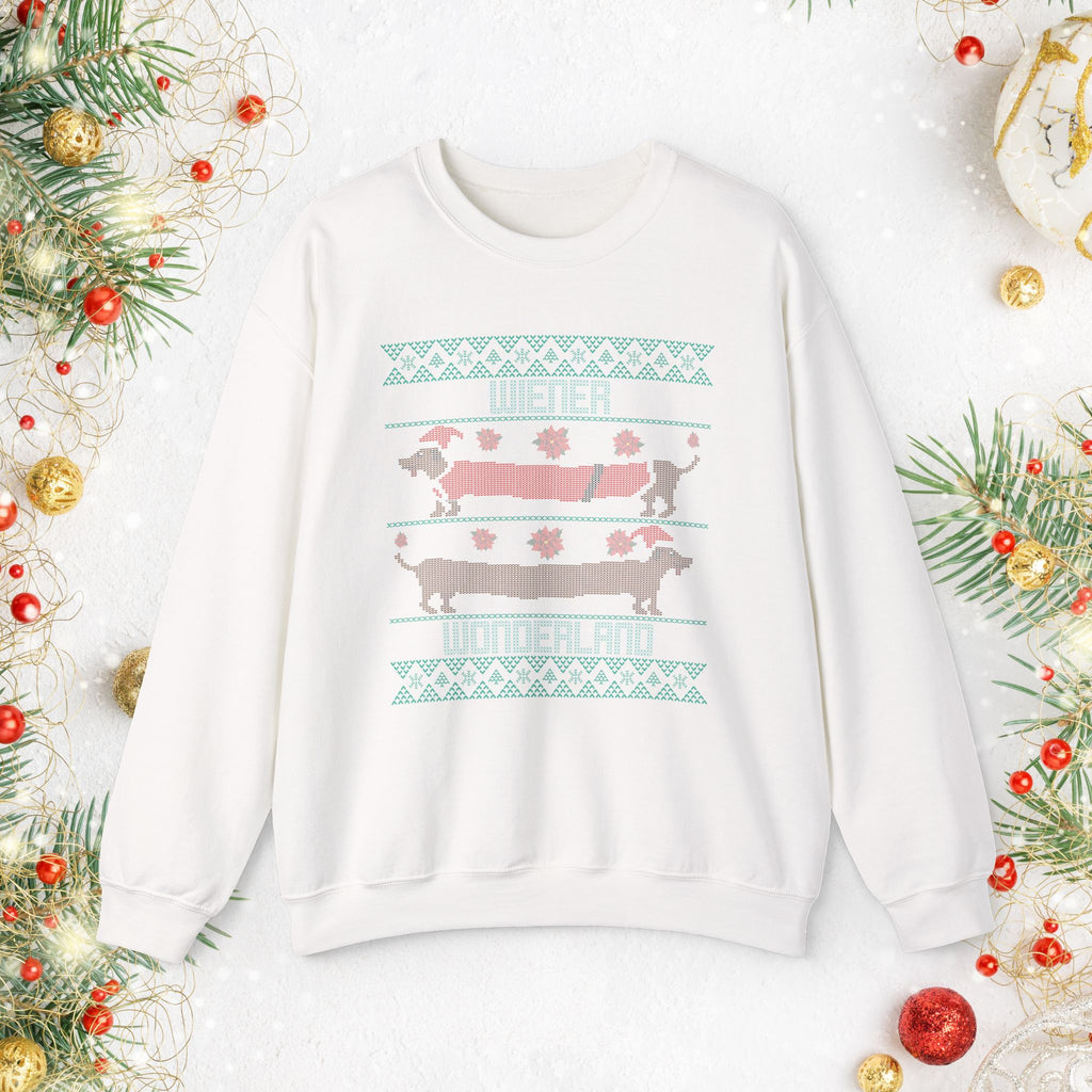 Dachshund Holiday Crewneck Sweatshirt — Cute Wiener Dog Christmas Sweater