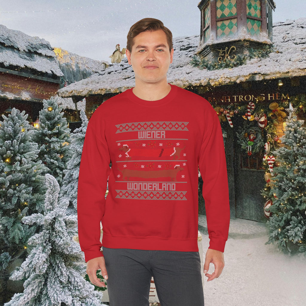 Dachshund Holiday Crewneck Sweatshirt — Cute Wiener Dog Christmas Sweater