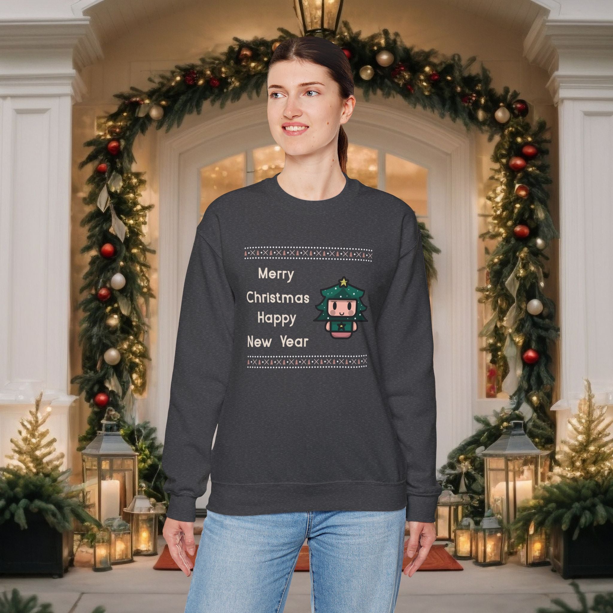 Christmas Nutcracker Crewneck Sweatshirt — "Merry Christmas Happy New Year" Holiday Pullover