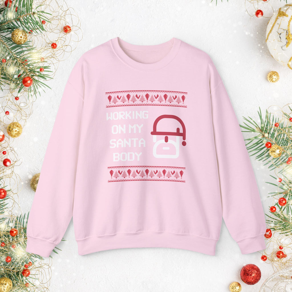Christmas Sweatshirt — "Working On My Santa Body" Funny Holiday Crewneck
