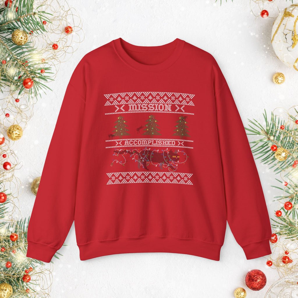Funny Holiday Cat Sweatshirt — Cat Destroying Tree Christmas Sweater
