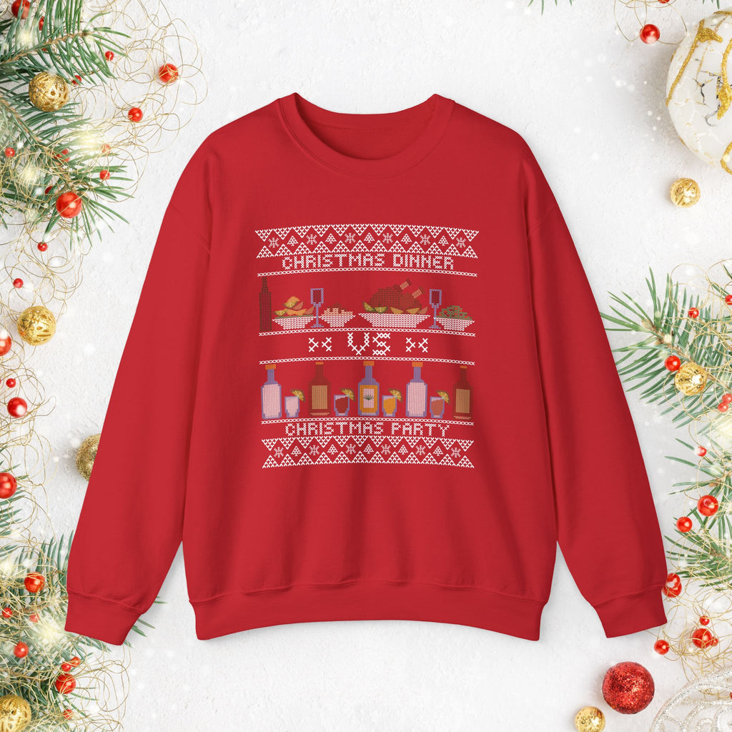 Christmas Dinner vs Christmas Party Sweatshirt – Funny Holiday Ugly Sweater Style